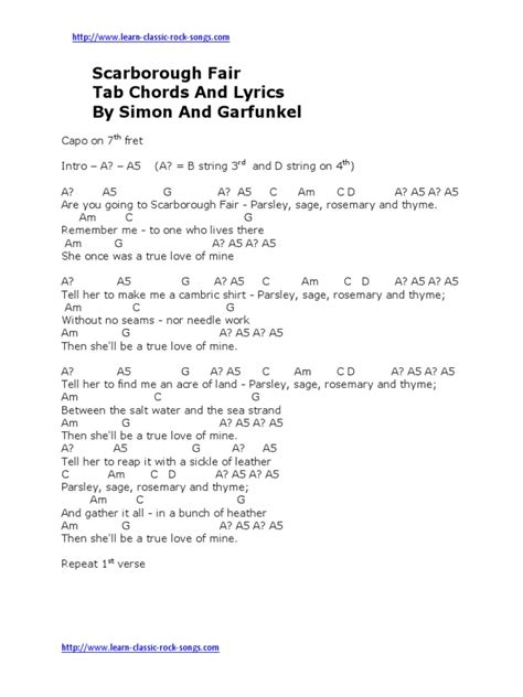 Scarborough Fair Tab By Simon And Garfunkel Pdf