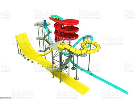 Aqua Park Water Carousel Yellow 3d Render On White Background Stock