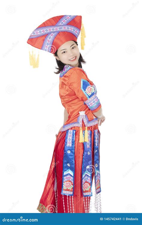 Chinese Woman Dressed in Traditional Chinese Festival Costumes Isolated ...