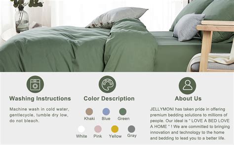 Jellymoni Green Washed Cotton Duvet Cover Set Pieces Luxury