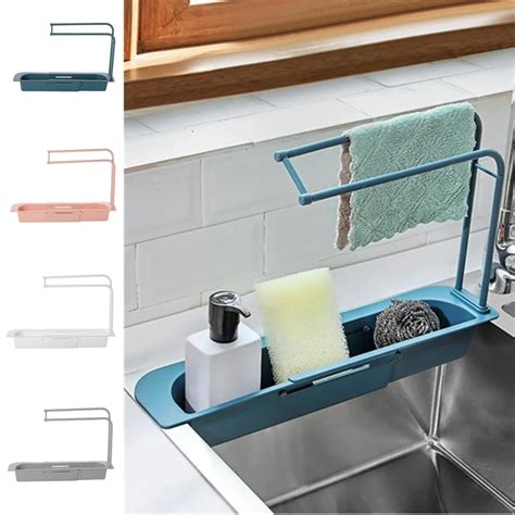 Organizer Sink Kitchen Accessories Telescopic 2 1 Sink Storage Rack