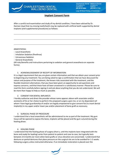 Implant Consent Form Template