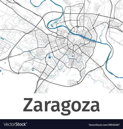 Zaragoza Map Detailed Of City Royalty Free Vector Image