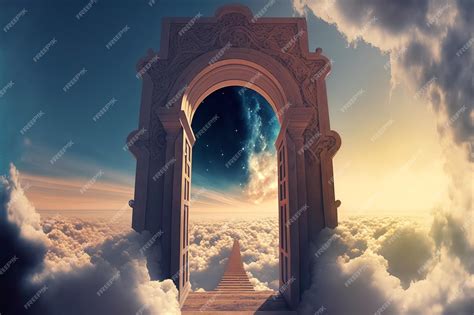 Premium Photo Heavens Gate To Heaven End Of Life Stairway To Heaven Religious Background