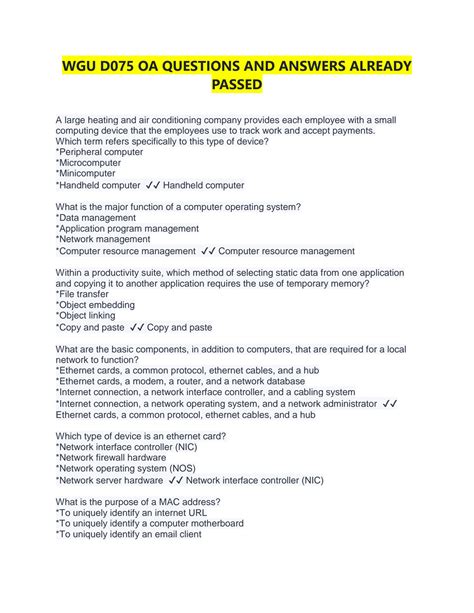 Solution Wgu D Oa Questions And Answers Already Passed Studypool