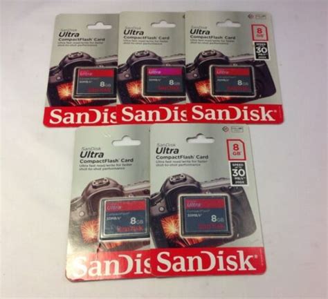 5x SanDisk Ultra CompactFlash 8 GB Memory Card 30MB S SDCFH 008G AW46