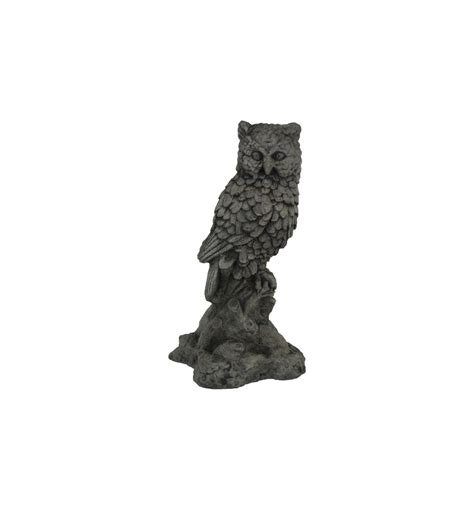 Owl On Trunk Concrete Garden Statue Cement Animal Figure Cast Stone Owl