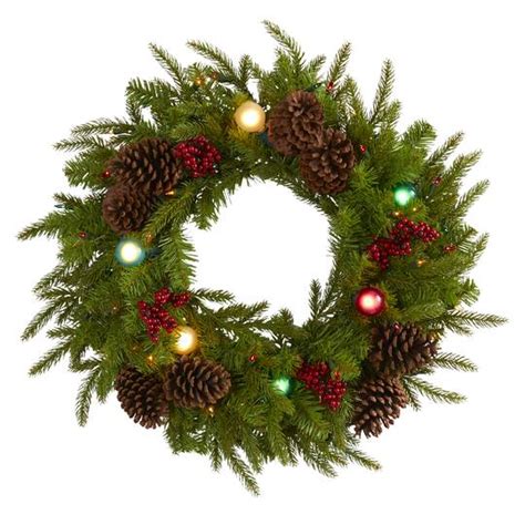 24 Pre Lit Berry And Pinecone Christmas Wreath Michaels