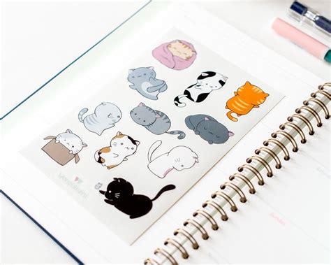 Cat Planner Stickers Cute Cat Stickers For Planner And Etsy