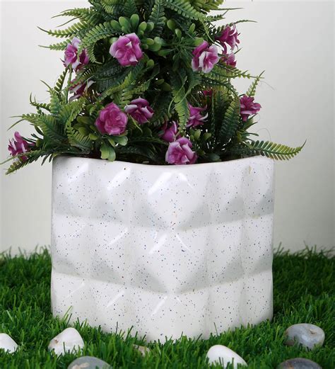 Buy White Ceramic Diamond Box Planter By Justoriginals At 32 Off By Justoriginals Pepperfry