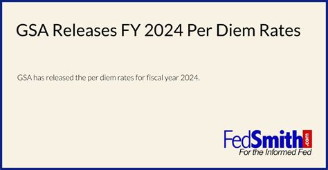 GSA Releases FY 2024 Per Diem Rates | FedSmith.com