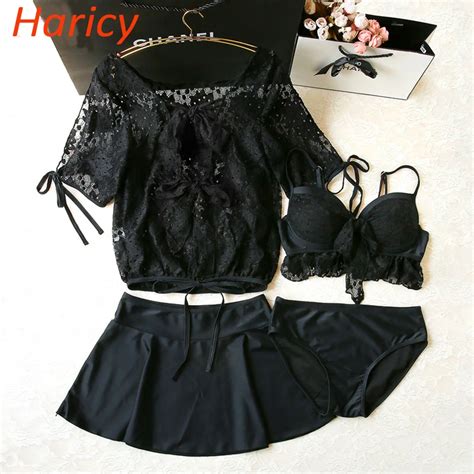 Black Lace Patchwork Bikini Sexy Push Up Swimwear Women Bathing Suit