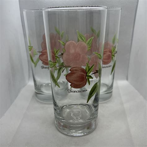 FRANCISCAN Desert Rose Ice Tea Highball Drinking Glasses SET OF 3 6