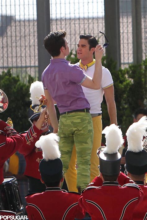 Chris Colfer And Darren Criss Kissing On The Set Of Glee Popsugar Celebrity