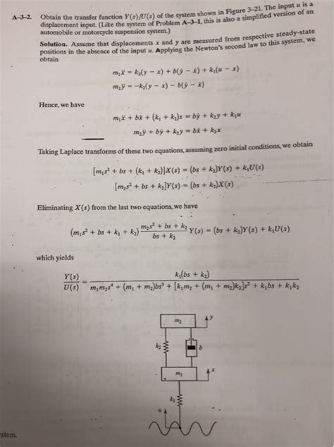 Solved A Obtain The Transfer Function Y S U S Of The Chegg