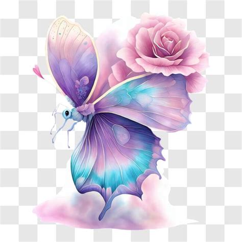 Descarga Hermosa Mariposa Con Alas Azules Y Rosas Rosadas Png En L Nea