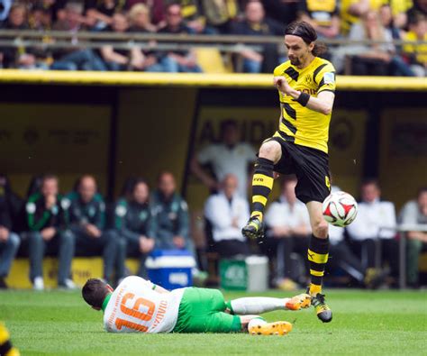 Dortmunds Neven Subotic Bremens Zlatko Junuzovic Editorial Stock Photo