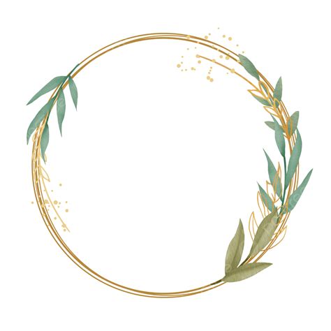 Bordure De Cercle Floral Doré Avec Des Feuilles Daquarelle PNG