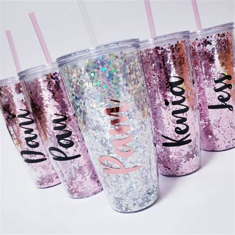 Vasos Glitter Personalizados Para Despedida De Soltera Cilindro