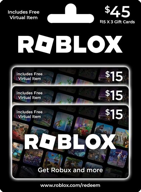 Roblox Physical T Cards Multipack Of 3 X 15 Includes Free Virtual Item