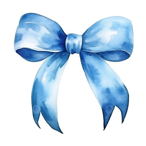 Watercolor Blue Ribbon Watercolor Ribbon Bow Png Transparent Image