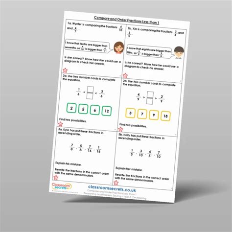 Compare And Order Fractions Less Than Reasoning And Problem Solving