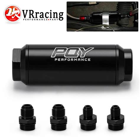 Vr Universal Car Racing In Line Fuel Oil Filter With An6 An8 Fittings