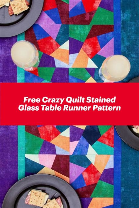 Free Crazy Quilt Stained Glass Table Runner Pattern • Craftdrawer Table Runner Pattern Crazy