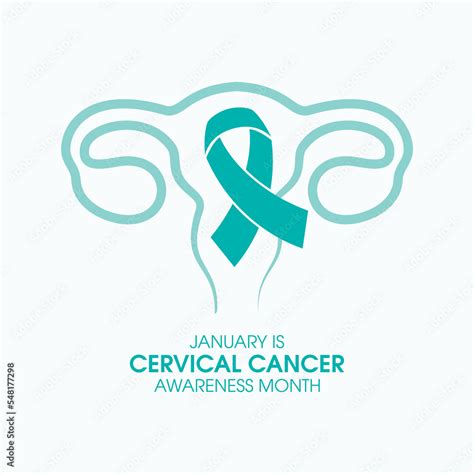 January Is Cervical Cancer Awareness Month Vector Cervical Cancer Teal