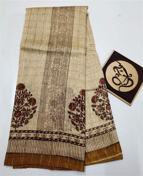 Pure Banaras Spun Lenin Kora Print Sarees Siri Designers