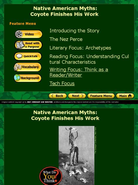 Native American Myths: Coyote Finishes His Work | PDF | Nez Perce ...
