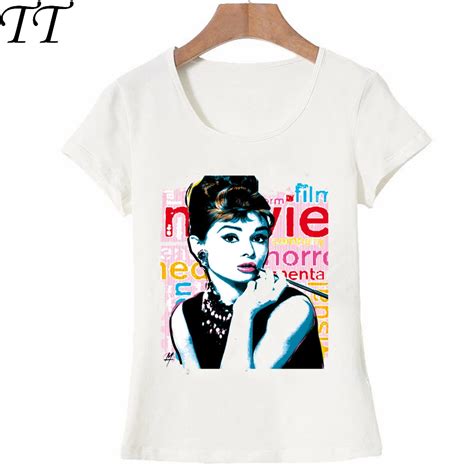 Harajuku Fashion Vrouwen Korte Mouw Audrey Hepburn Movie Star T Shirt