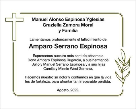 Se Ora Amparin Serrano Espinosa Obituario Esquela