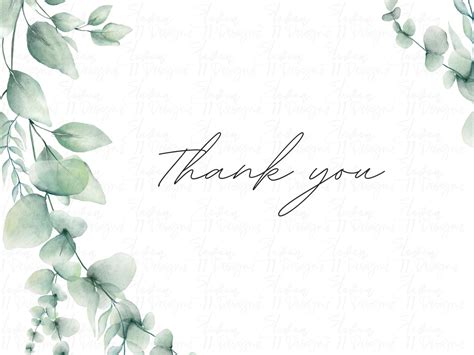 Greenery Thank You Card Thank You Card Template Printable Thank You