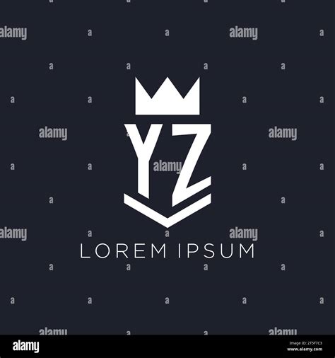 Yz Logo With Shield And Crown Initial Monogram Logo Design Ideas Stock