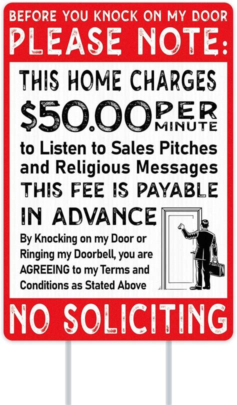 Waahome No Soliciting Sign For House Funny No Soliciting Yard Sign With Stakes 8