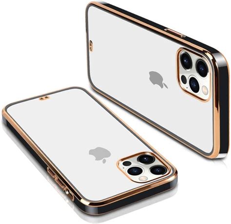 Deepzhub Back Cover For Iphone 12 Pro Max Luxury Clear Square Gold