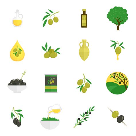 Olives Icons Flat 444225 Vector Art At Vecteezy