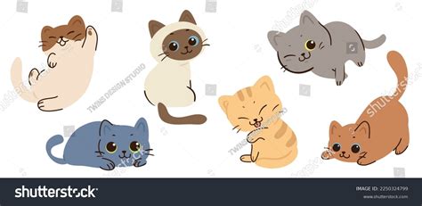 Cute Smile Cat Doodle Vector Set Stock Vector (Royalty Free) 2250324799 ...