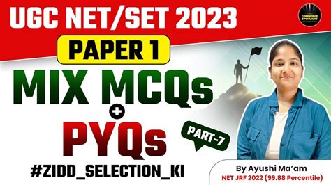 UGC NET SET 2023 UGC NET Paper 1 Mix MCQs PYQs By Ayushi Mam