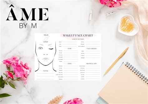 Editable Makeup Artist Face Chart With Logo Makeup Artist Form Makeup