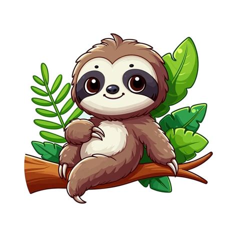 Premium Vector Cute Sloth Cartoon Vector On White Background