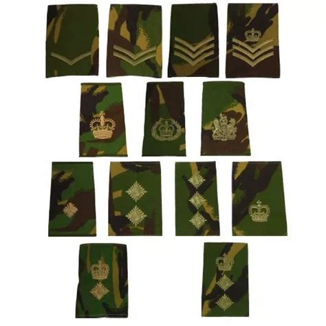 Dpm Camo British Army Military Embroidered Rank Insignia Slides Pair £8 75 Picclick Uk