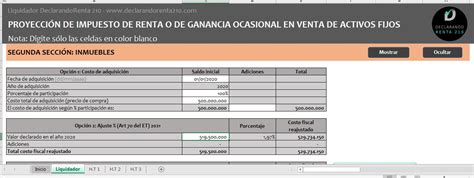 Liquidador en Excel de proyección de impuesto en venta de activos fijos