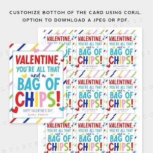 Printable You Re All That And A Bag Of Chips Valentine S Day Card Bag