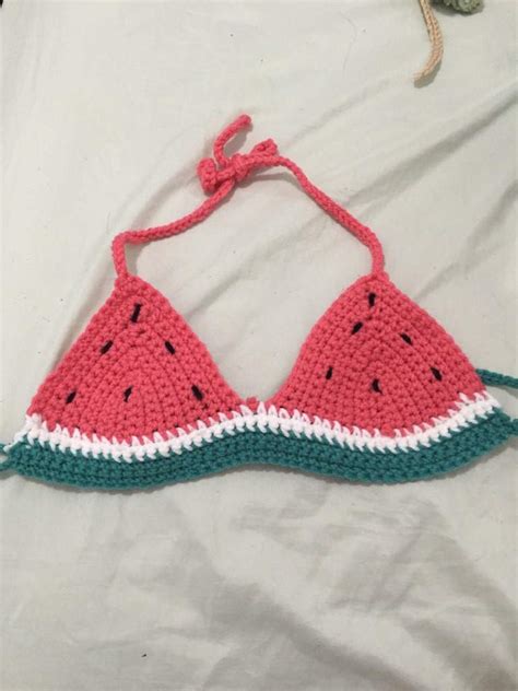 DIY Crochet Watermelon Bikini Top Crafty Amino