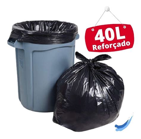 Saco De Lixo Litros Refor Ado Preto Unidades Mercadolivre