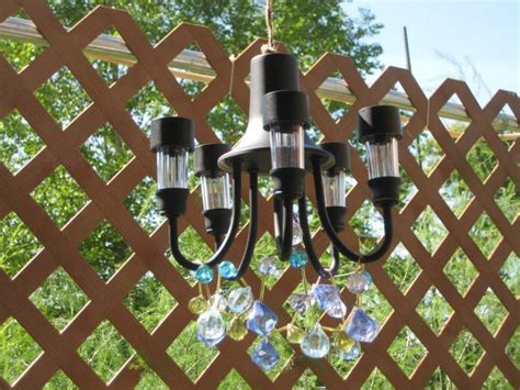 Repurposed Light Fixture To Solar Garden Chandelier Solar Chandelier