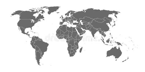 Mapa Del Mundo En Gris En Un Fondo Blanco Stock de ilustración