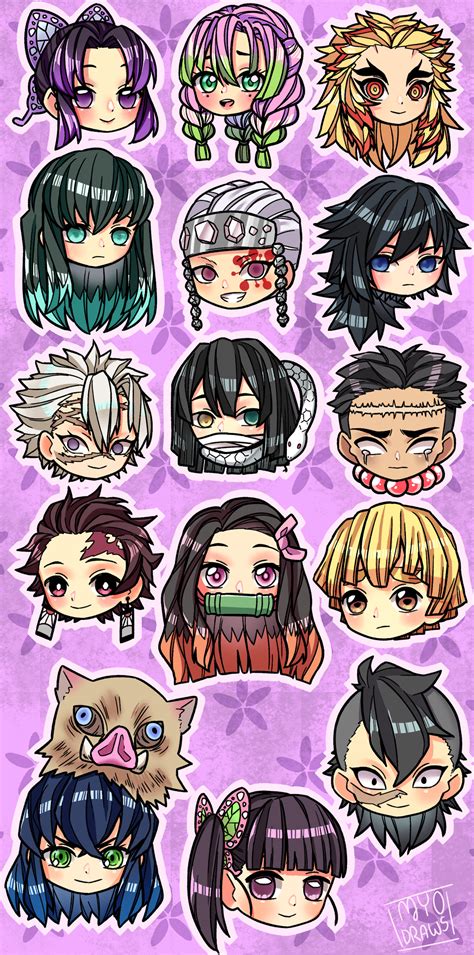 Kimetsu No Yaiba Chibi Heads Myodraws Illustrations Art Street